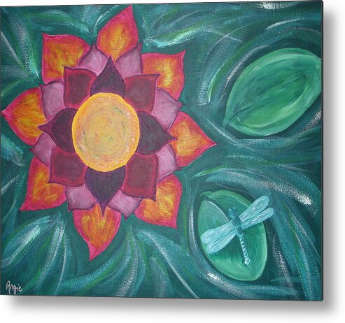 Flower Metal Print featuring the painting Fire Lotus by Angie Butler