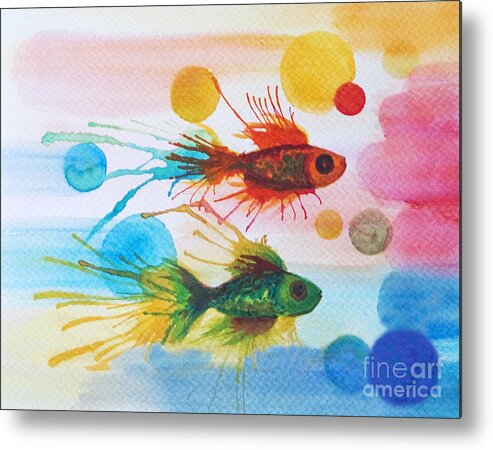 Fish Metal Print featuring the painting Fish Finale by Angelique Bowman