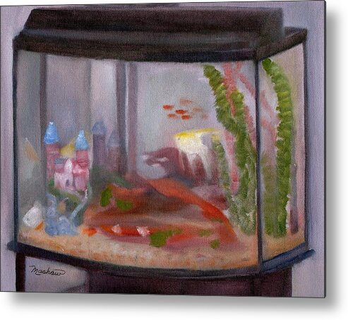  Metal Print featuring the painting Fish Tank by Sheila Mashaw