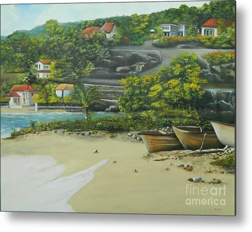 Fishing Metal Print featuring the painting Fishing Village by Kenneth Harris