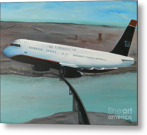 Boat Metal Print featuring the painting Flight 1549 by Kenneth Harris