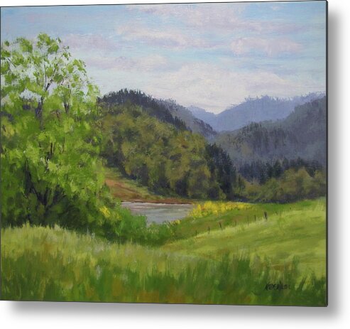 Pond Metal Print featuring the painting Ford's Pond in Spring by Karen Ilari