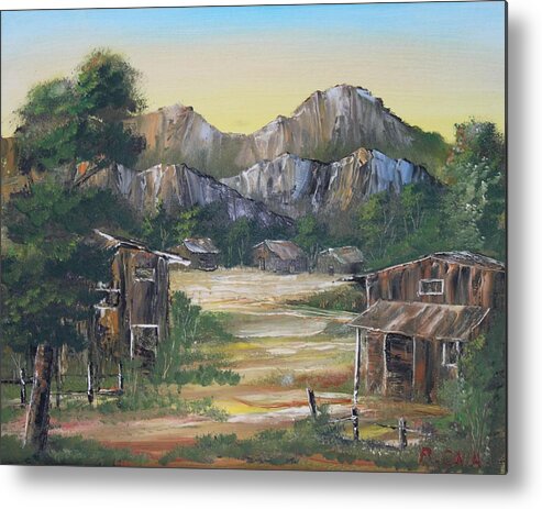 Nipa Hut Metal Print featuring the painting Forgotten Village by Remegio Onia