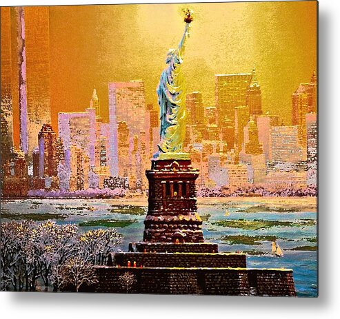 Landscape Metal Print featuring the mixed media Freedom's Light by Dennis Baswell