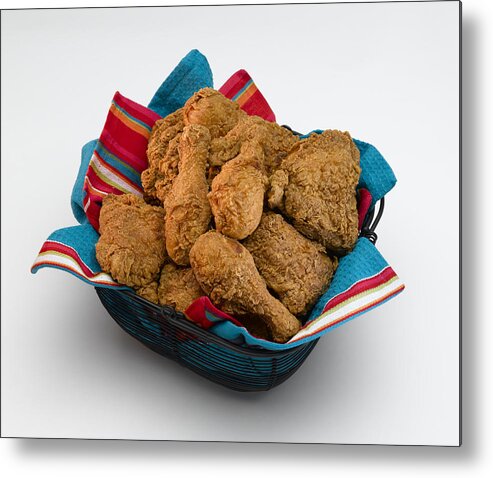 Chicken Meat Metal Print featuring the photograph Fried Chicken by AdShooter