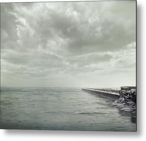 Lake Michigan Metal Print featuring the photograph Frozen Jetty by Scott Norris