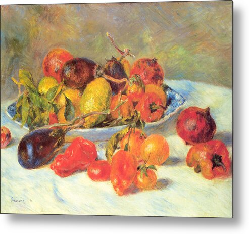 Still Life Metal Print featuring the painting Fruits of The Midi by Pam Neilands