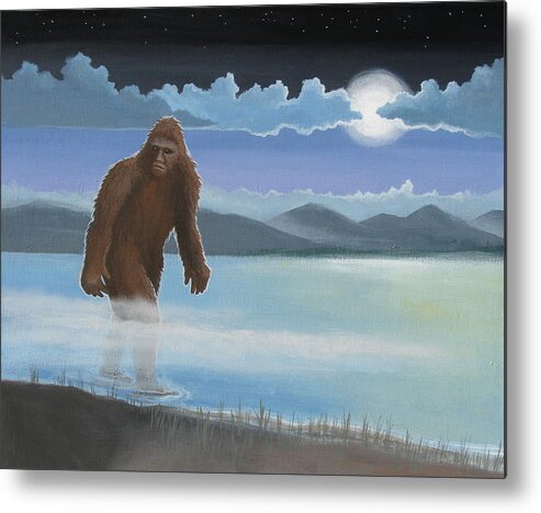 Bigfoot Metal Print featuring the painting Fullmoon Squatch by Stuart Swartz