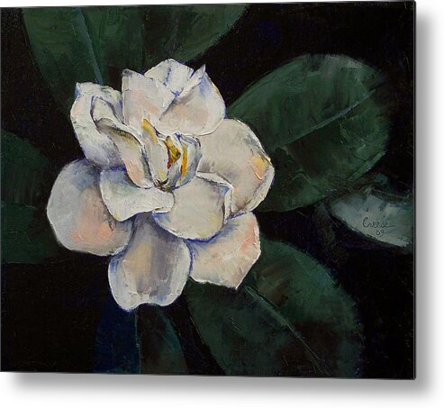 Gardenia Metal Print featuring the painting Gardenia Oil Painting by Michael Creese