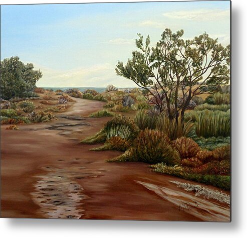 Beach Metal Print featuring the painting Genoveses' Walk by Angeles M Pomata