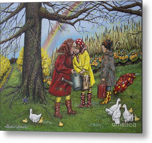 Path Metal Print featuring the painting Girls are Better by Linda Simon