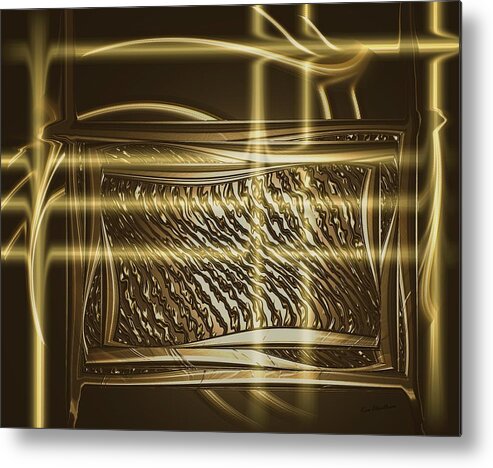 Brown And Gold Metal Print featuring the digital art Gold Chrome Abstract by Kae Cheatham