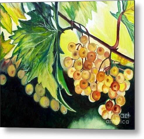 Grapes Metal Print featuring the painting Golden Grapes by Julie Brugh Riffey