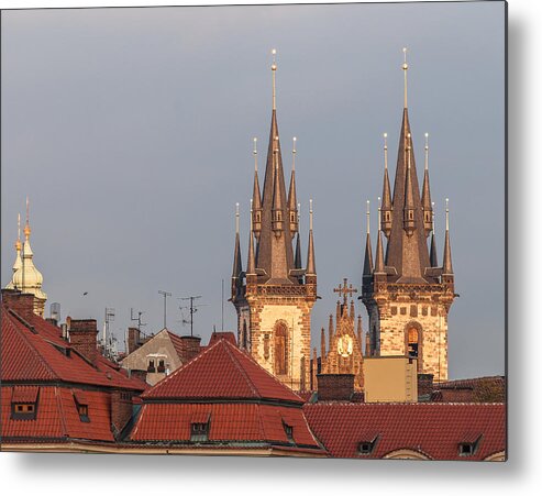 Roof Metal Print featuring the photograph Golden Prague by Sergey Simanovsky