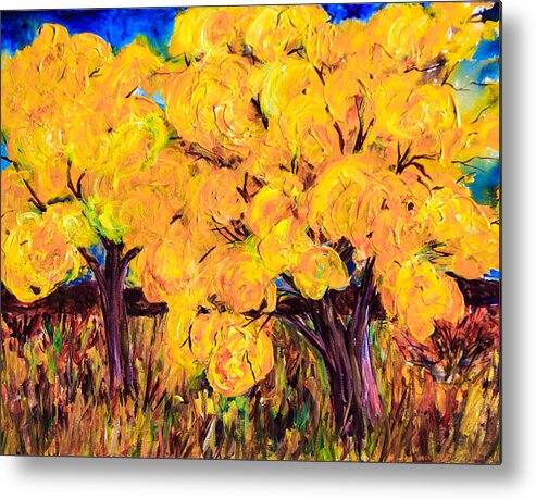 Tree Metal Print featuring the painting Golden Tree by Sally Quillin