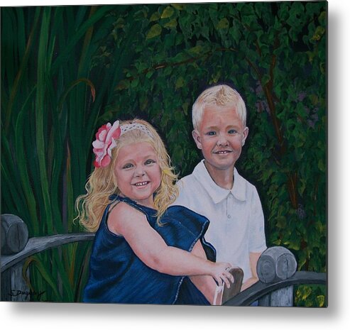 Figurative Metal Print featuring the painting Grampa and Gramma's Joy by Sharon Duguay