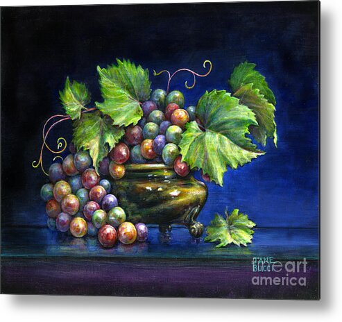 Still Life Metal Print featuring the painting Grapes in a Footed Bowl by Jane Bucci