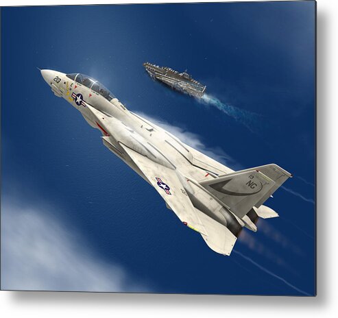 F-14 Metal Print featuring the painting Gray Over Blue by Adam Burch