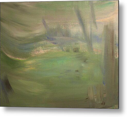 Landscape Metal Print featuring the painting Green Wind by Tanya Byrd