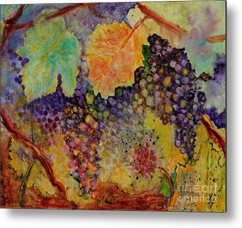 Leaves Metal Print featuring the painting Hanging by Karen Fleschler