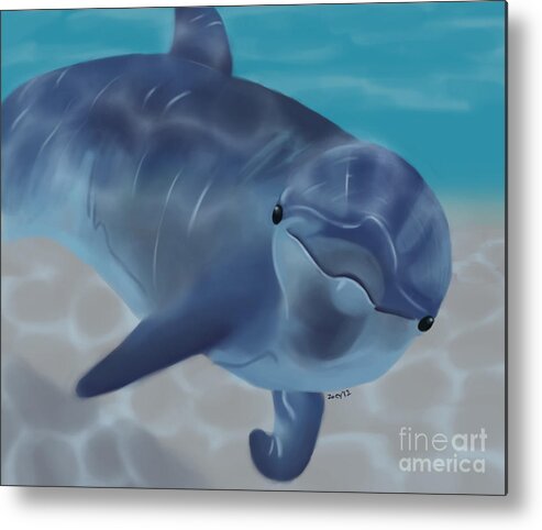 Dolphin Metal Print featuring the digital art Happy Dolphin by Zoey Richards