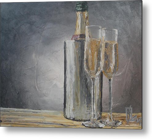 Champagne Metal Print featuring the painting Happy by Lee Stockwell