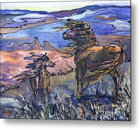 Horse Metal Print featuring the painting Harbinger by Jonelle T McCoy