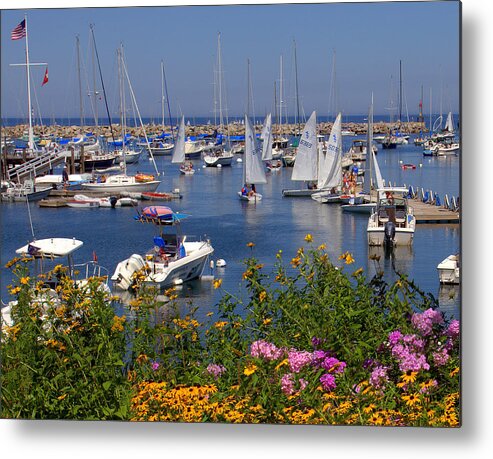 New England Metal Print featuring the photograph Harbor in Bloom by Caroline Stella