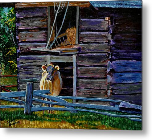 Cow Metal Print featuring the painting Hdemo by Stan Hamilton