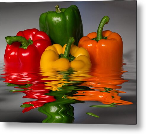 Peppers Metal Print featuring the photograph Healthy Reflections by Shane Bechler