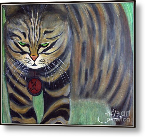 Cat Metal Print featuring the painting His Lordship Monty by Jolanta Anna Karolska