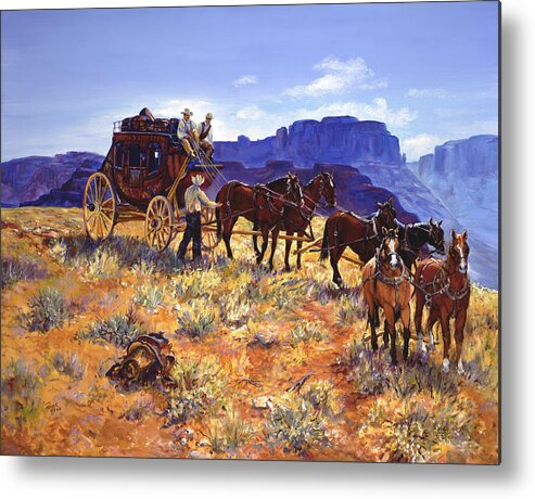 Stagecoach Metal Print featuring the painting Hitchin by Page Holland