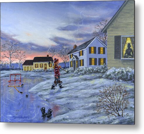 Girl Metal Print featuring the painting Hockey Girl by Richard De Wolfe