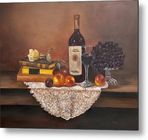 Wine Metal Print featuring the painting Home Alone by Gina Cordova