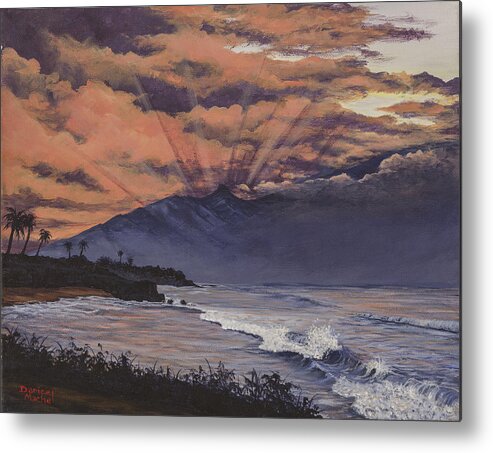 Seascape Metal Print featuring the painting Hookipa Sunset by Darice Machel McGuire