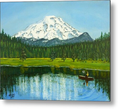Hosmer Lake Metal Print featuring the painting Hosmer Lake by Amelie Simmons
