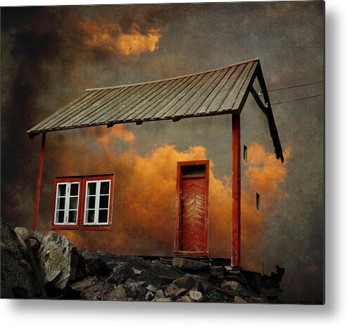 Surrealism Metal Print featuring the photograph House in the clouds by Sonya Kanelstrand