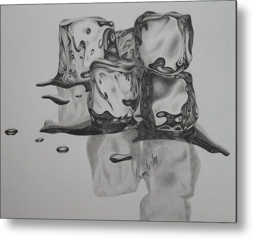Ice Metal Print featuring the drawing Ice Cubes by Gregory Lee
