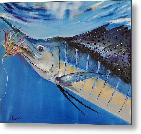 18x24 Inch Metal Print featuring the painting I'm Caught by Kevin Brown