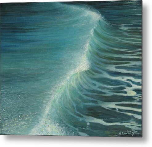 Aquatic Metal Print featuring the painting Impetus Summer Wave by Kiril Stanchev