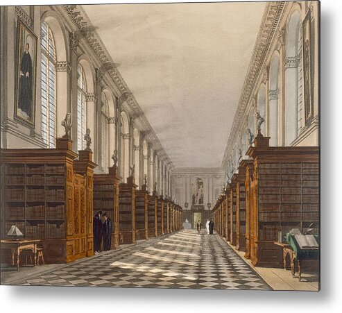 Shelf Metal Print featuring the drawing Interior Of Trinity College Library by Augustus Charles Pugin