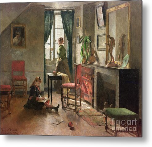 Harriet Backer Metal Print featuring the painting Interior with persons by Harriet Backer