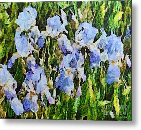 Floral Metal Print featuring the digital art Irises by Dragica Micki Fortuna