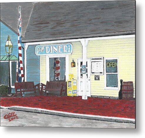 Diners Metal Print featuring the painting J and M Diner by Cliff Wilson