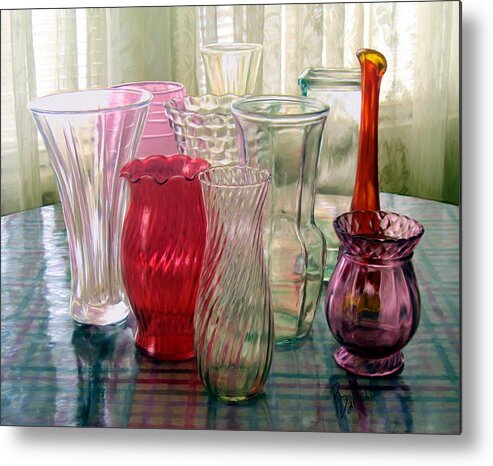 Glass Metal Print featuring the digital art Just Add Flowers by Ric Darrell