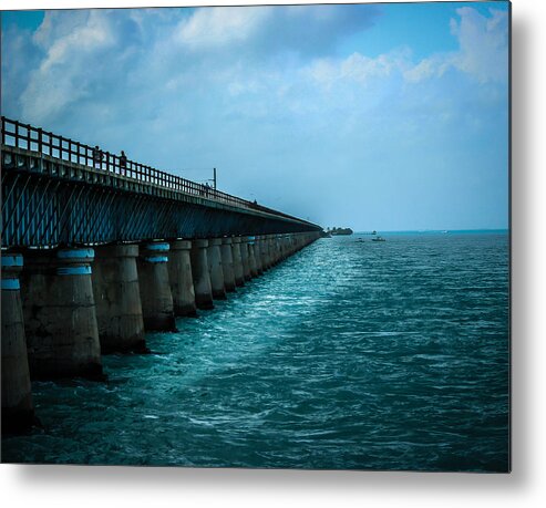 Seven Mile Bridge Metal Print featuring the photograph Key West Seven Mile Bridge by George Kenhan