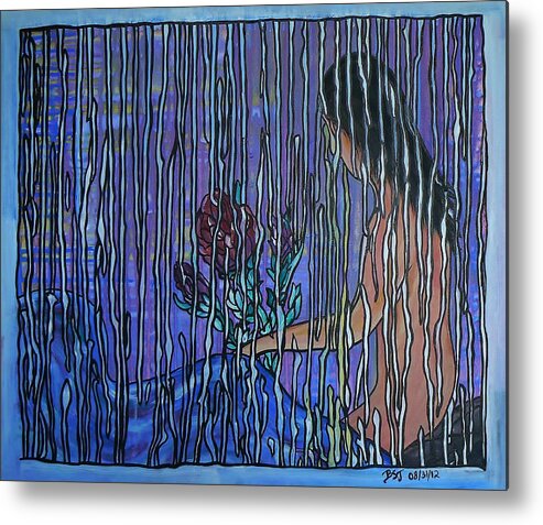 Painting Metal Print featuring the painting Kissing Rain by Barbara St Jean