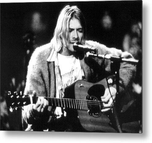 Retro Images Archive Metal Print featuring the photograph Kurt Cobain Singing And Playing Guitar by Retro Images Archive