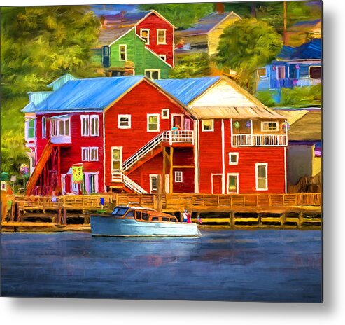 Boats Metal Print featuring the painting La Conner Waterfront by David Wagner