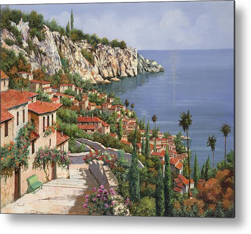 Seascape Metal Print featuring the painting La Costa by Guido Borelli